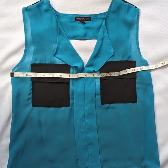 Cut-out sheer sleeveless v-neck blouse small GUC Material Girl - Picture 3 of 5